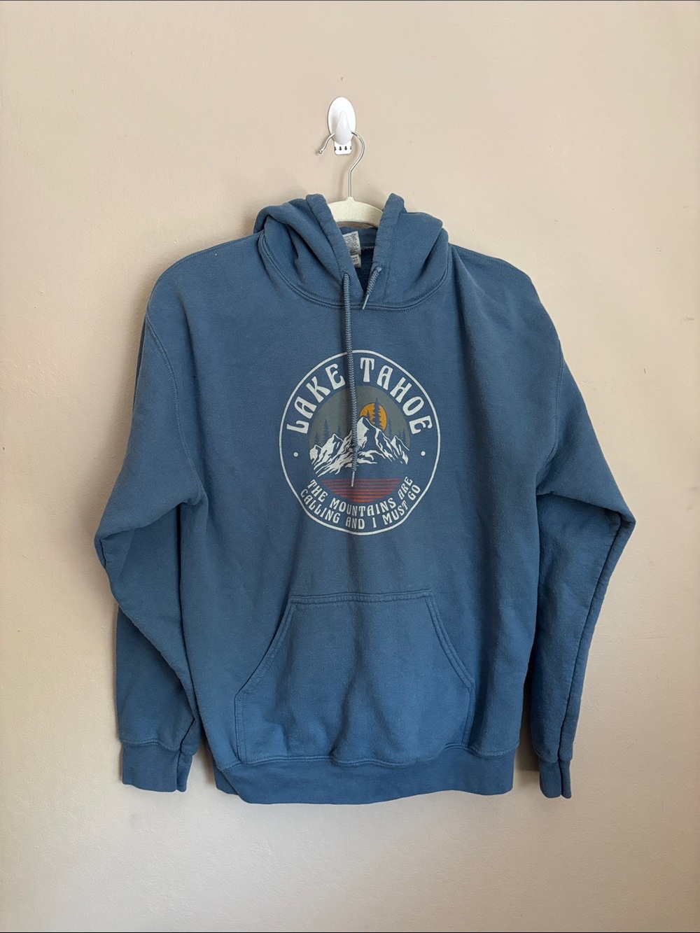 Lake Tahoe Blue Pullover Hoodie - Graphic Womens Sweatshirt size medium